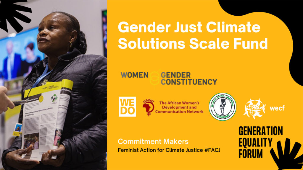 GENDER JUST CLIMATE SOLUTIONS (GJCS) SCALE FUND LAUNCHED AT GENERATION EQUALITY FORUM